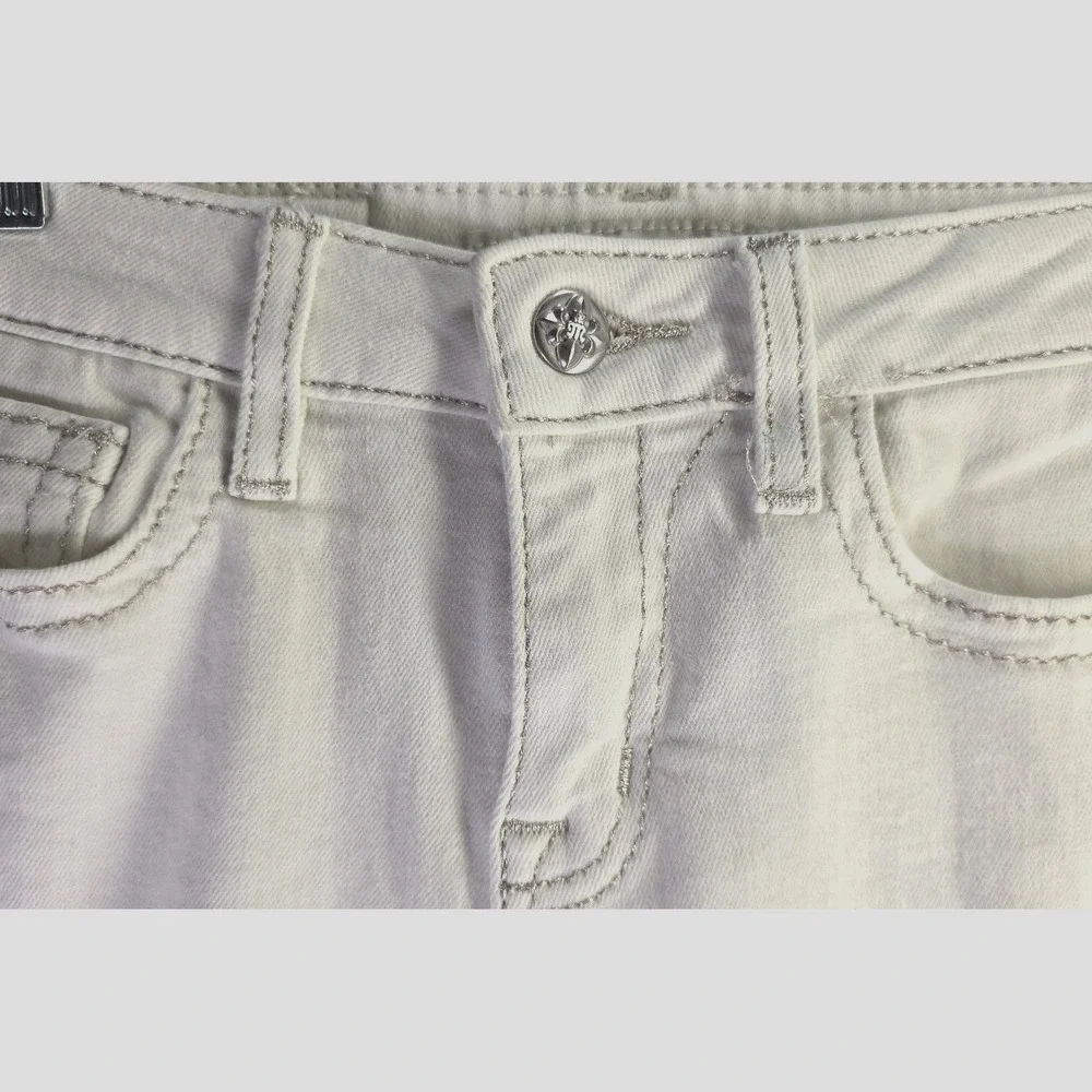 Miss‎ Me Girls White Denim Bermuda Shorts Wing Sequin Flap Pocket Size 12